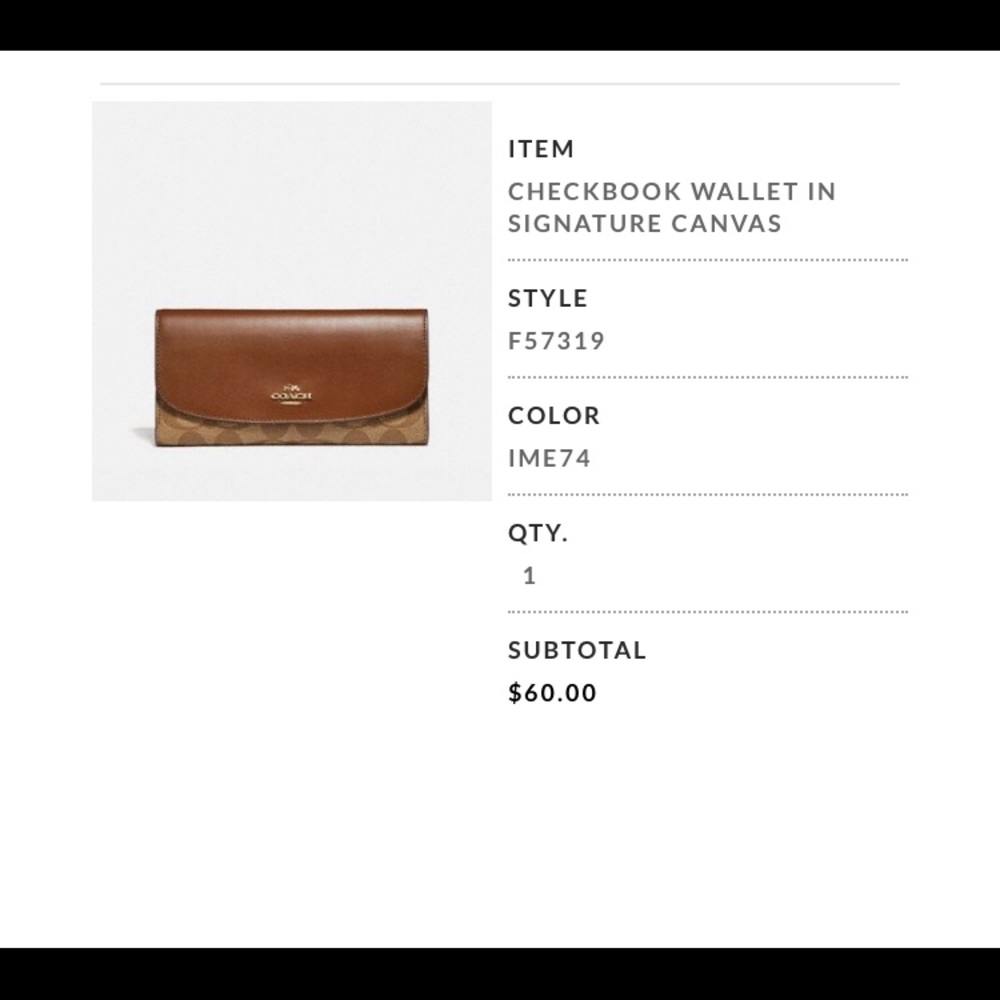 COACH CHECKBOOK WALLET IN SIGNATURE CANVAS